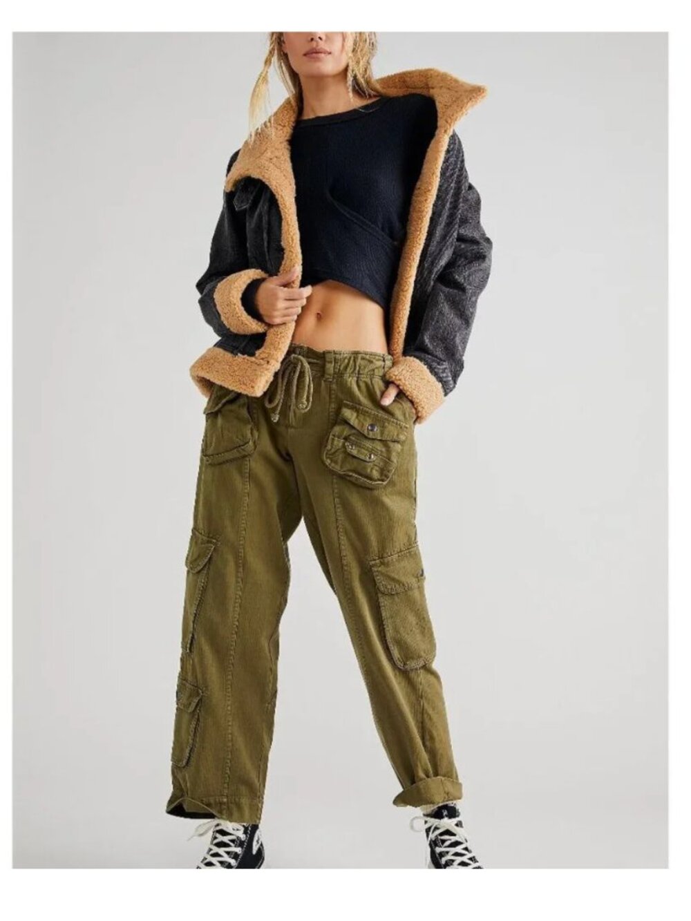FREE PEOPLE NWOT Tahiti Cargo Pants / Dried Herb - small